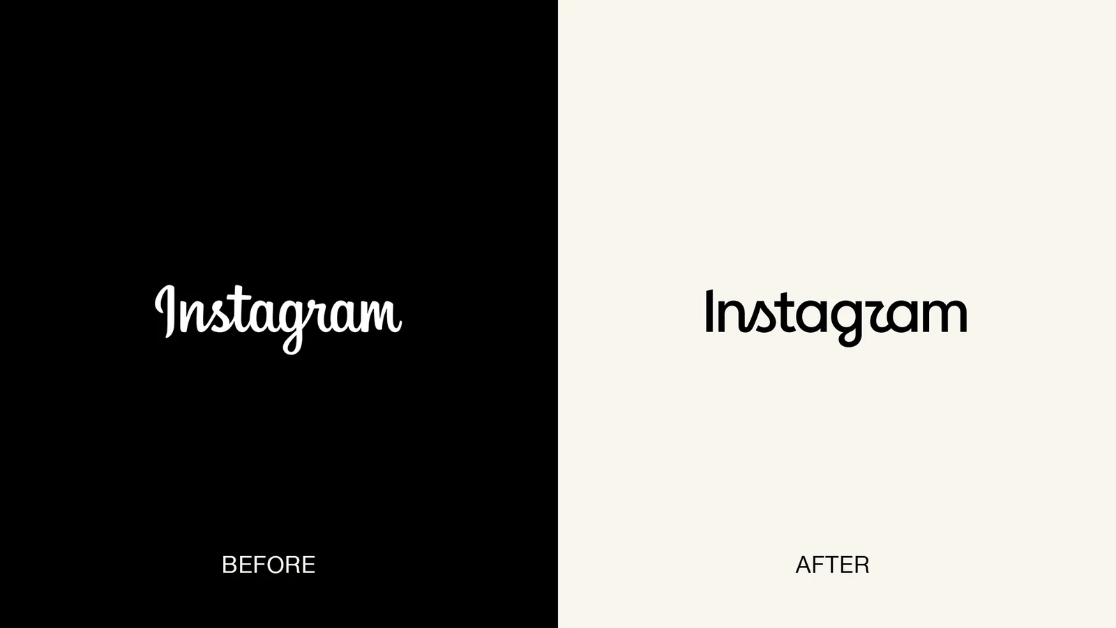 Comparativo entre o wordmark antigo e o novo wordmark do Instagram